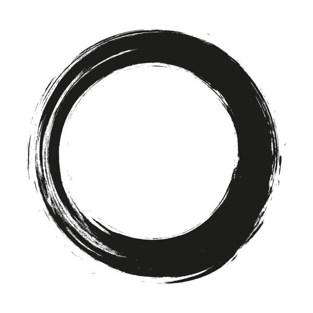 istock vector brush strokes circles of paint on white background. Ink hand drawn paint brush circle. Logo, label design element vector illustration. Black abstract circle. Frame. 1272313533