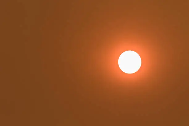 Photo of The sun during the Yucaipa wildfire in California during one of the worst years