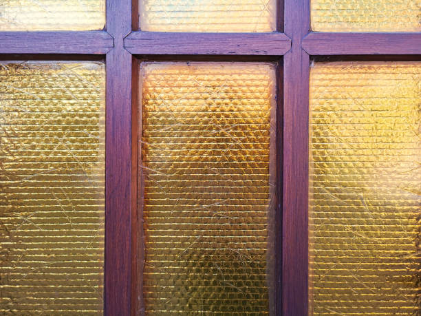 istock Window with wood and yellow reflection background. For presentation 1272314686