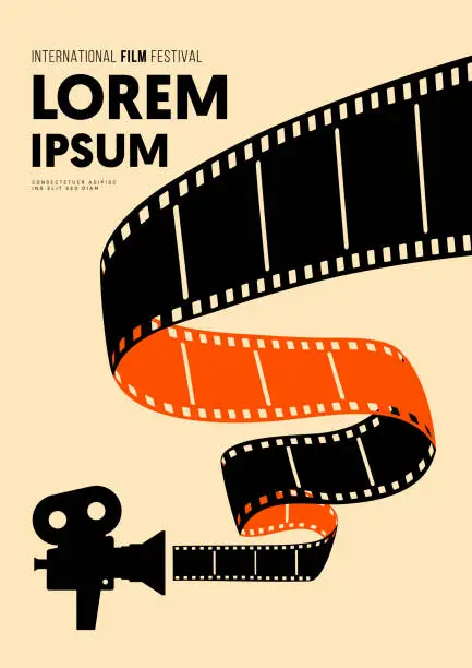 Vector illustration of Movie and film poster design template background with vintage filmstrip