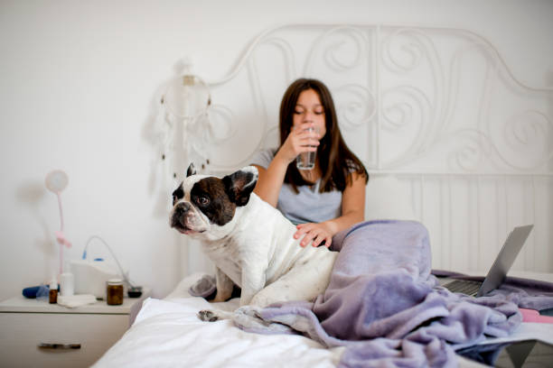 istock Caucasian sick girl take a medicine 1272321394
