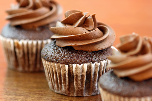 chocolate cupcakes with chocolate cream icing