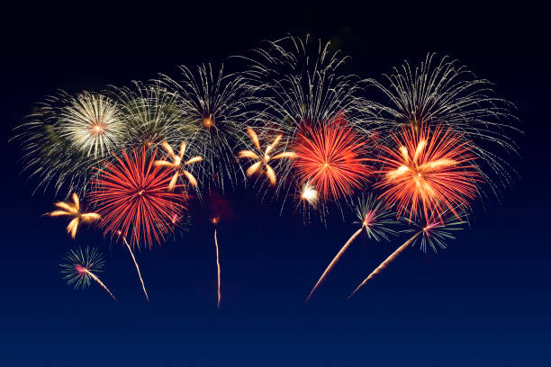 istock Colorful fireworks celebration and the twilight sky background. 1272326712