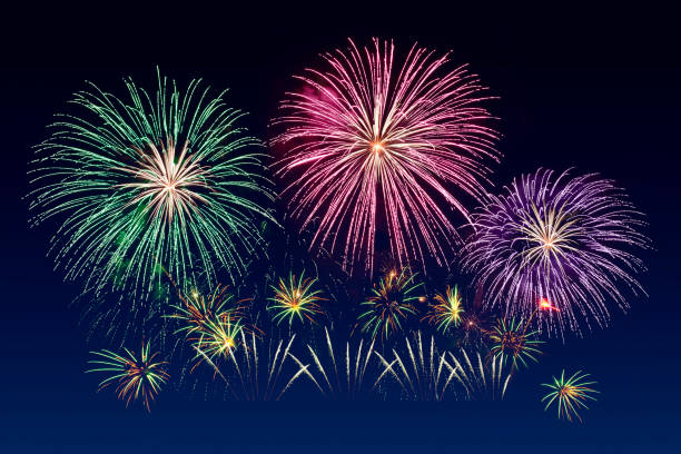 istock Colorful fireworks celebration and the twilight sky background. 1272326732