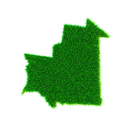 Grass map of Mauritania, white background