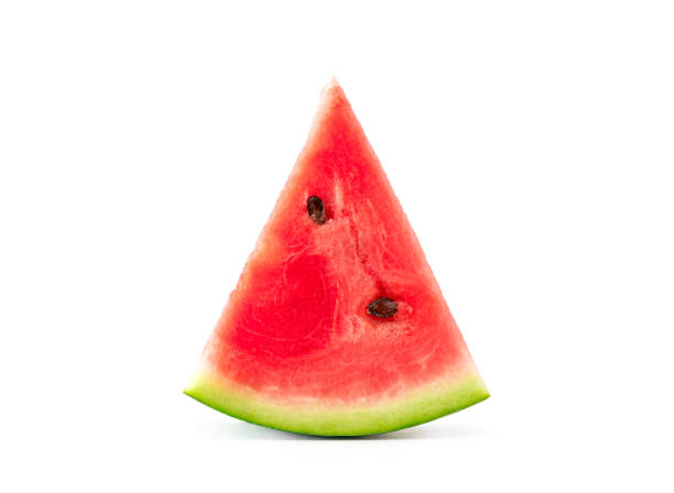 istock Sliced fresh watermelon isolated on white background 1272327370