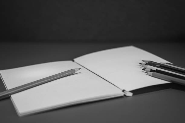 Drawing pencils with wooden easel; Black and white style