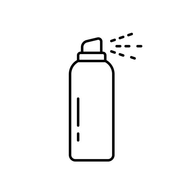 エアロゾルスプレー缶。消臭剤のリニアアイコン - black line点のイラスト素材／クリップアート素材／マンガ素材／アイコン素材