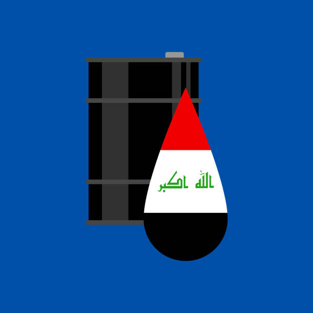 istock oil barrel and iraq flag on blue background 1272340146