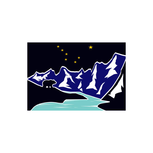 illustrations, cliparts, dessins animés et icônes de alaska paysage nature clipart - us glacier national park