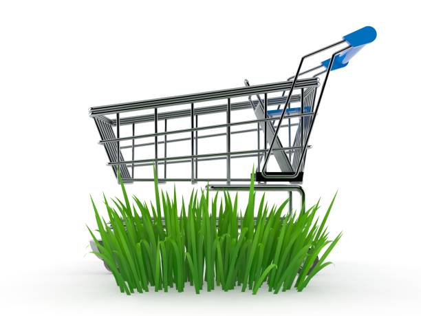 istock Shopping cart on grass 1272353417