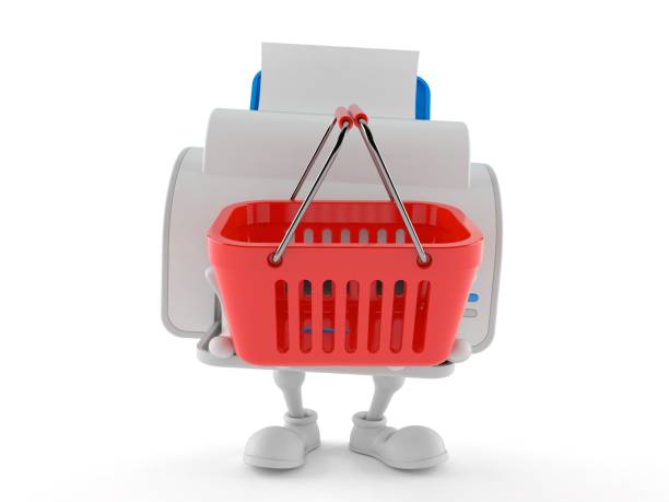 istock Printer character holding shopping basket 1272353454