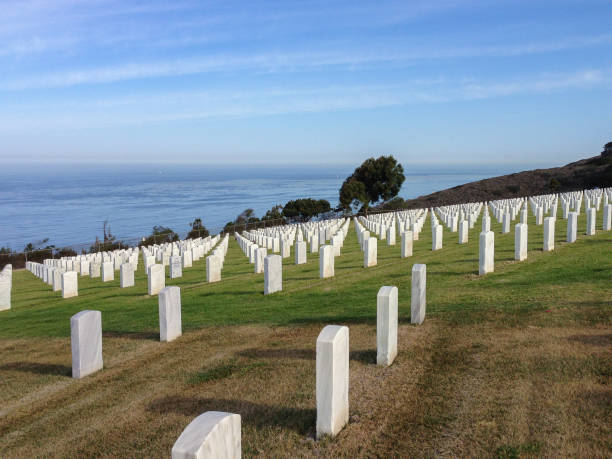 istock Military Graveyard Cemetary Grave Markers Rows Landscape 1272357978