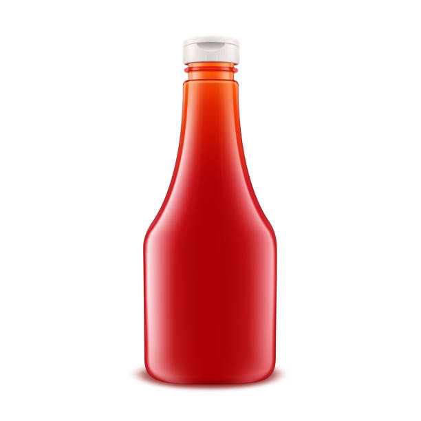 istock Vector Blank Glass Plastic Red Tomato Ketchup Bottle for Branding without label Isolated on White Background 1272359112