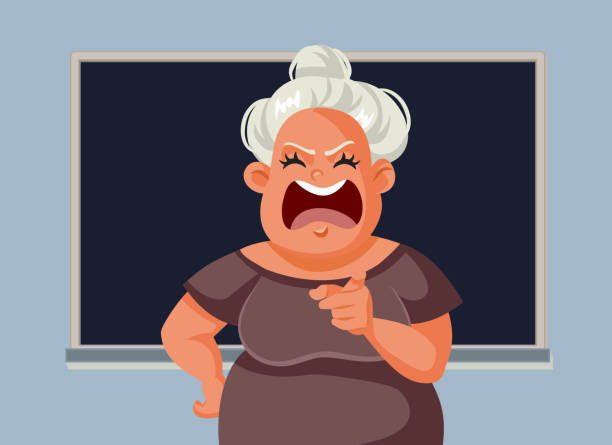 Angry Teacher Screaming In Front Of The Class Stock Illustration - Download  Image Now - Teacher, Anger, Displeased - iStock