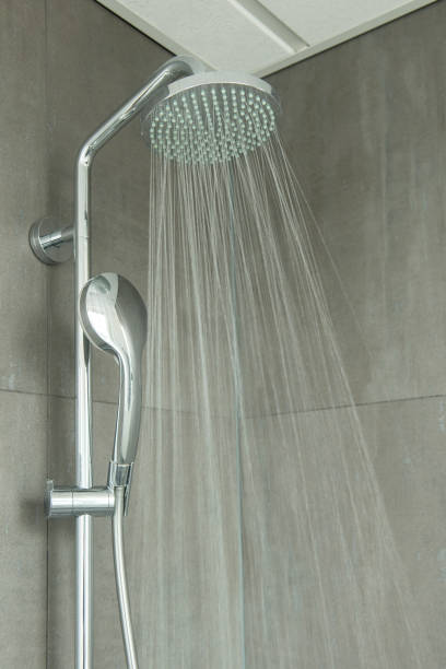 istock Running shower in a modern bathroom 1272370961