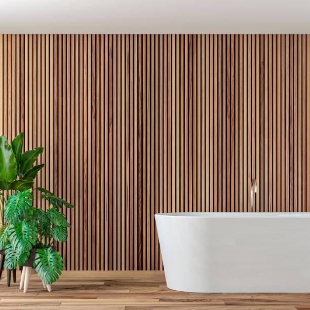 Empty luxury modern bathroom interior stock photo
