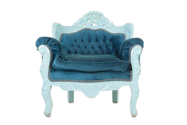 istock Blue baroque comfortable armchair isolated on a white background seen from the front 1272372339