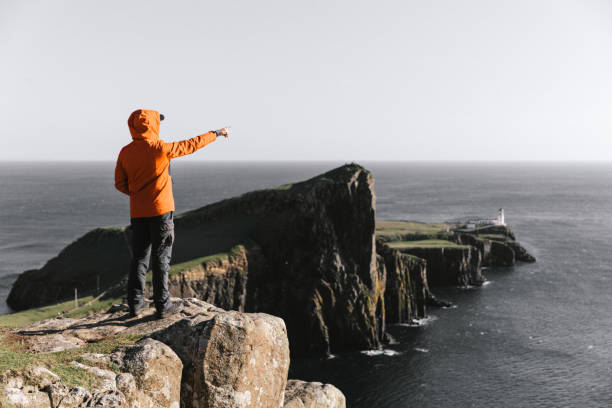 Man exploring in wild nature in highlands, Scotland