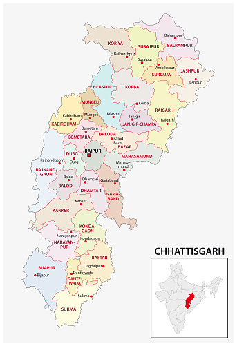 Bản Đồ Hành Chính Và Chính Trị Của Bang Chhattisgarh Của Ấn Độ Ấn Độ Hình minh họa Sẵn có - Tải xuống Hình ảnh Ngay bây giờ - iStock