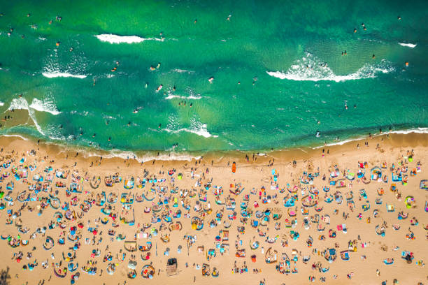 istock Crowded beach on Baltic Sea during pandemic, aerial view 1272373264