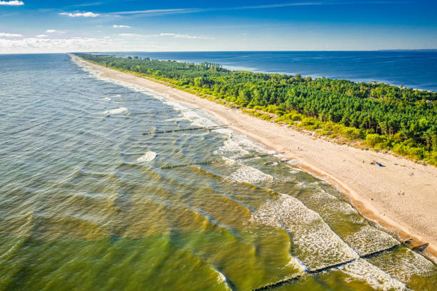 istock Beach on peninsula Hel on Baltic Sea, aerial view 1272373287