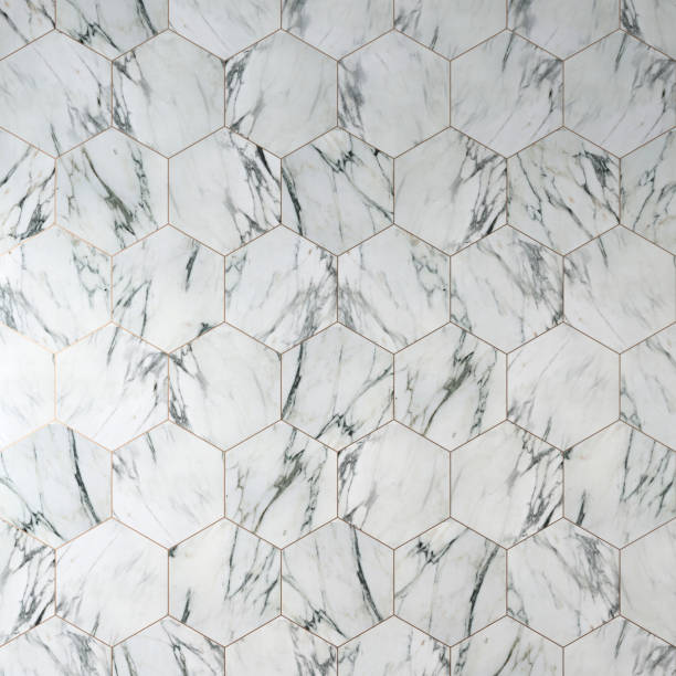 istock Hexagon multicolored net marble tile pattern - geometric background stock photo 1272373486