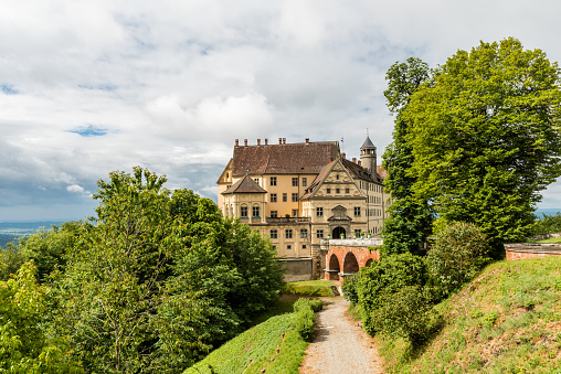 summer morning: Historic Marburg viewed over Lahn river\nMarburg, Germany