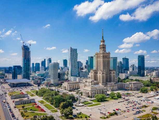 Warsaw Photo of Warsaw from the air polish culture photos stock pictures, royalty-free photos & images