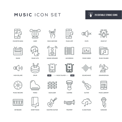 29 Music Icons - Editable Stroke - Easy to edit and customize - You can easily customize the stroke with