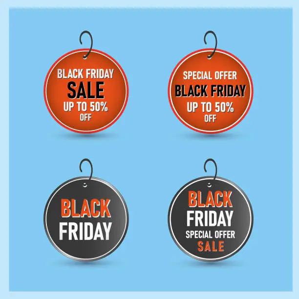 Vector illustration of Round black friday sale banner in red and black.