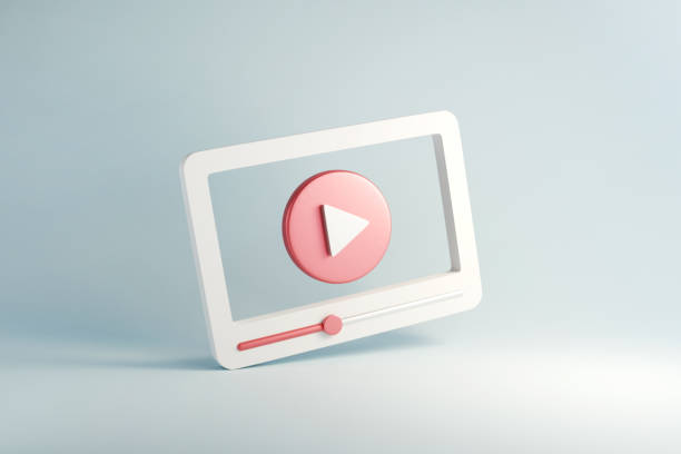istock Social media, Minimal video media player Interface on blue background. 1272378436