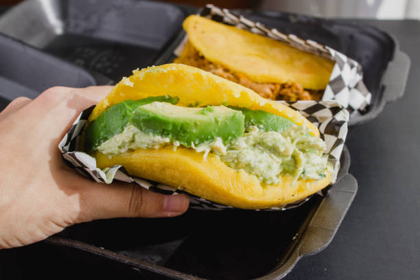 istock Arepa on a disposable package ready to eat 1272379972
