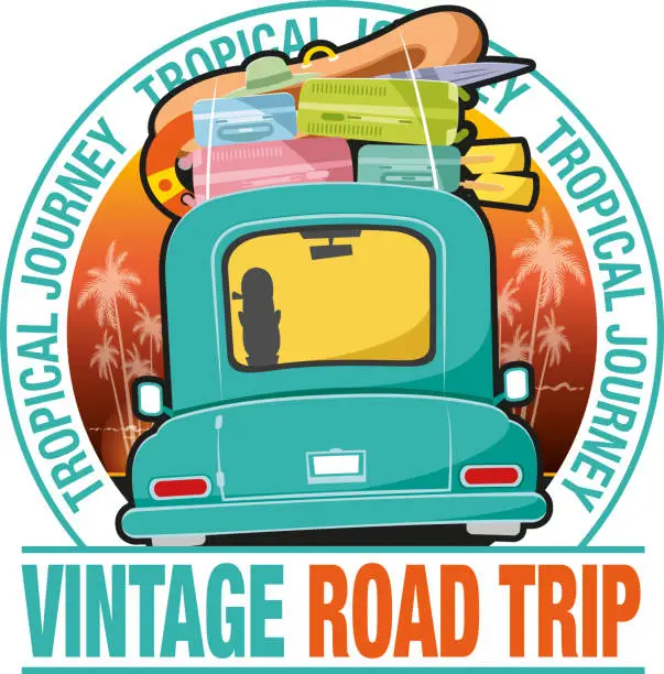 Vector illustration of Vintage road trip