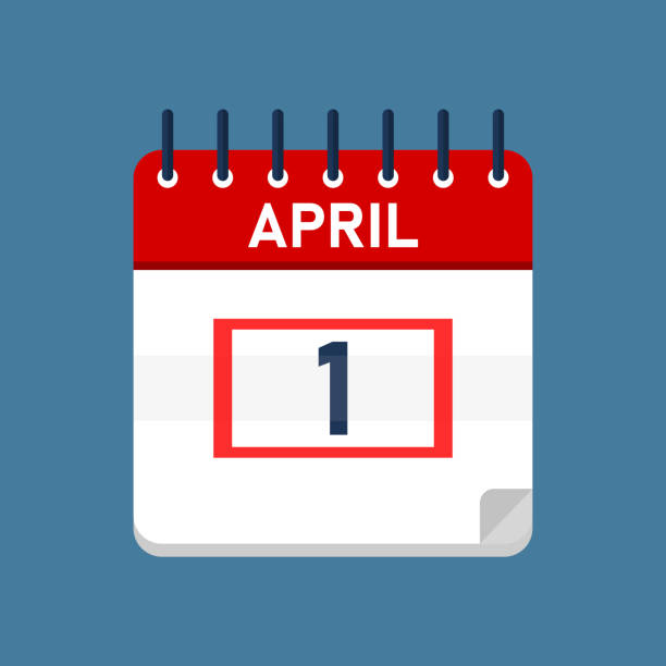 stockillustraties, clipart, cartoons en iconen met 1 april dagkalender - april 2023