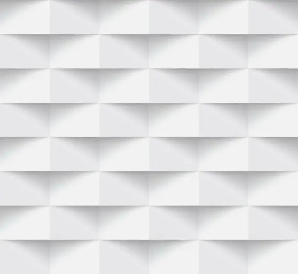Vector illustration of White modern abstract seamless geometric pattern, 3d paper art style that looks creased