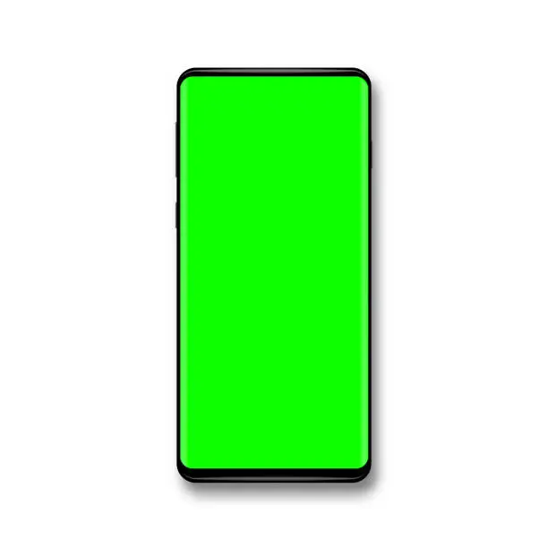 Vector illustration of Phone with green screen chroma key background. Template for your design