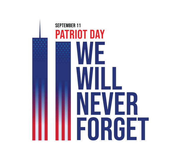 Patriot Day Vector illustration, 911 Remembrance, USA flag waving on blue background. stock illustration Patriot Day Vector illustration, 911 Remembrance, USA flag waving on blue background. stock illustration september 11 stock illustrations