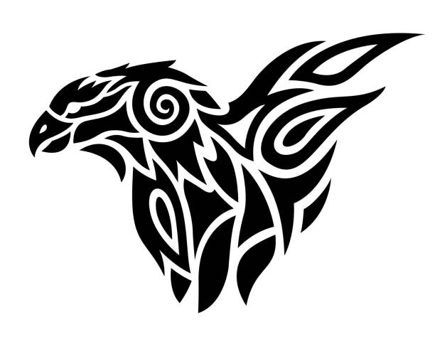 Tribal Tattoo Art With Black Predatory Bird Stock Illustration - Download  Image Now - Eagle - Bird, Indigenous Culture, Animal - iStock