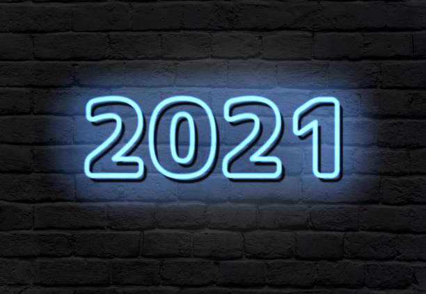 istock 2021 blue neon sign text on brick wall, decoration 1272400353