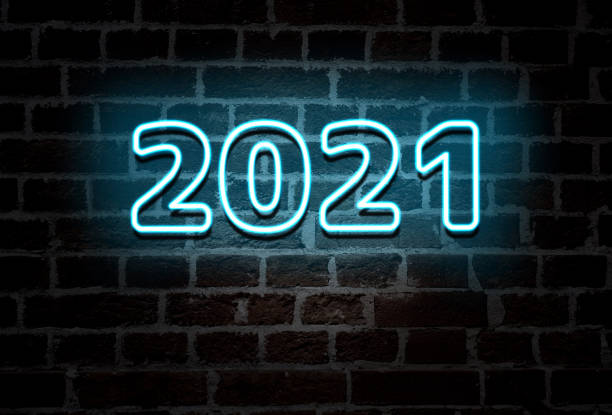 istock 2021 blue neon sign text on brick wall, decoration 1272400354