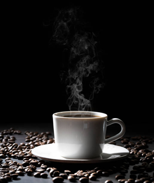 istock Coffee cup hot with smoke on black background 1272400600