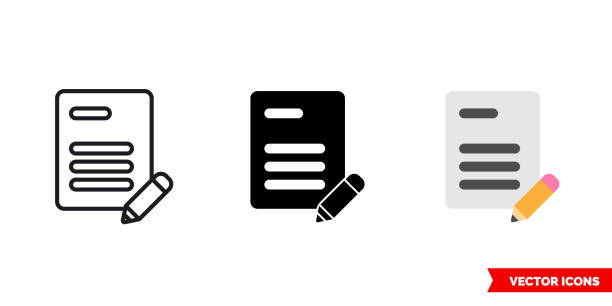 ilustrações, clipart, desenhos animados e ícones de registre o ícone de 3 tipos de cor, preto e branco, contorno. símbolo isolado do sinal vetorial - registo no computador