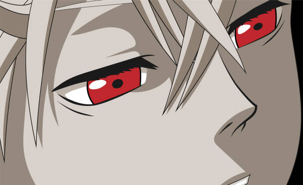 Anime Face With Red Eyes From Cartoon Vector Illustration For Anime Manga  Stock Illustration - Download Image Now - iStock