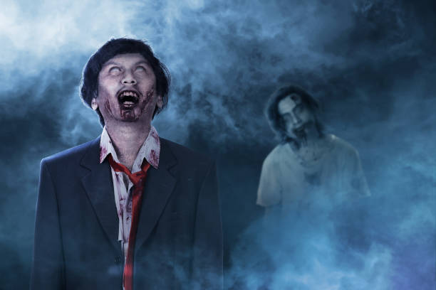 istock Scary zombies with blood and wound on his body standing 1272402191