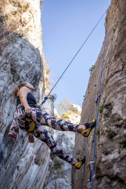 istock Young woman  and rock climbing 1272409199