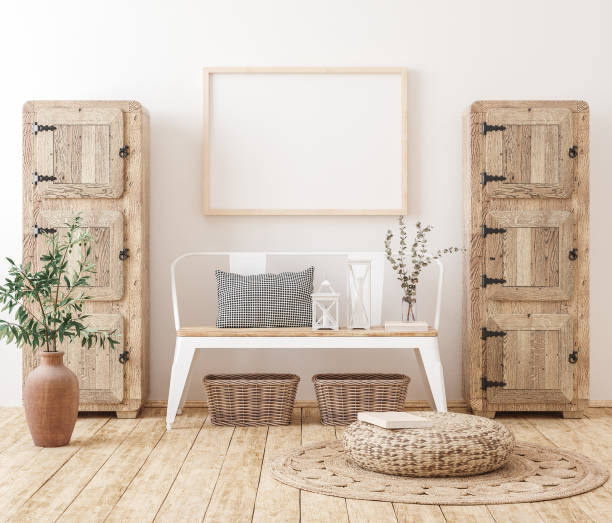 istock Mockup frame in farmhouse living room interior 1272409838