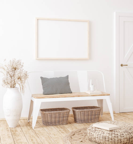 istock Mockup frame in farmhouse living room interior 1272409839