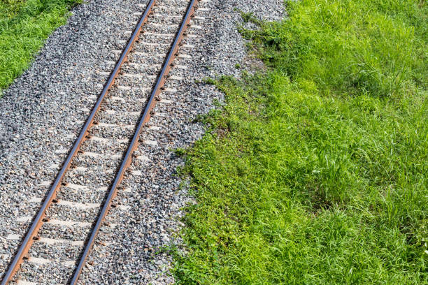 istock Above a railroad in a rock with grass. 1272414109
