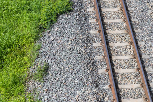 istock Above a railroad in a rock with grass. 1272414159